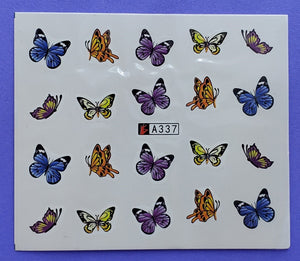 Colorful Butterfly Water Transfer Nail Decal (21 Different styles) (Set 1)