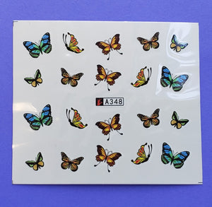 Colorful Butterfly Water Transfer Nail Decal (21 Different styles) (Set 1)