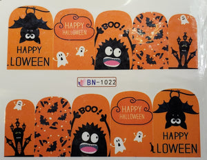 Cute Halloween Water transfer nail decals ( 12 styles )