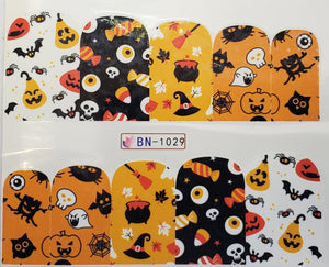Cute Halloween Water transfer nail decals ( 12 styles )