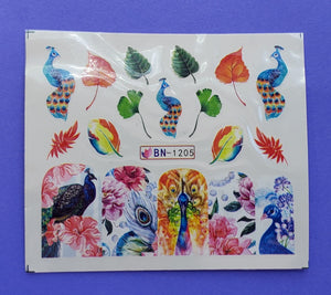 Peacock water transfer nail decals ( 12 styles )