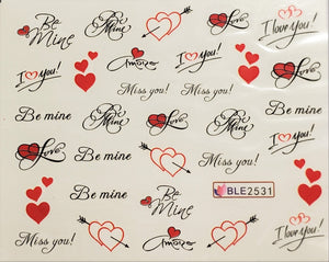 Valentine's Day Water Transfer Nail Decal - "Be Mine"