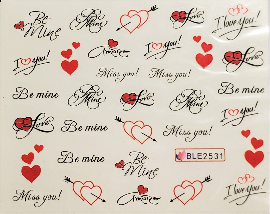Valentine's Day Water Transfer Nail Decal - 