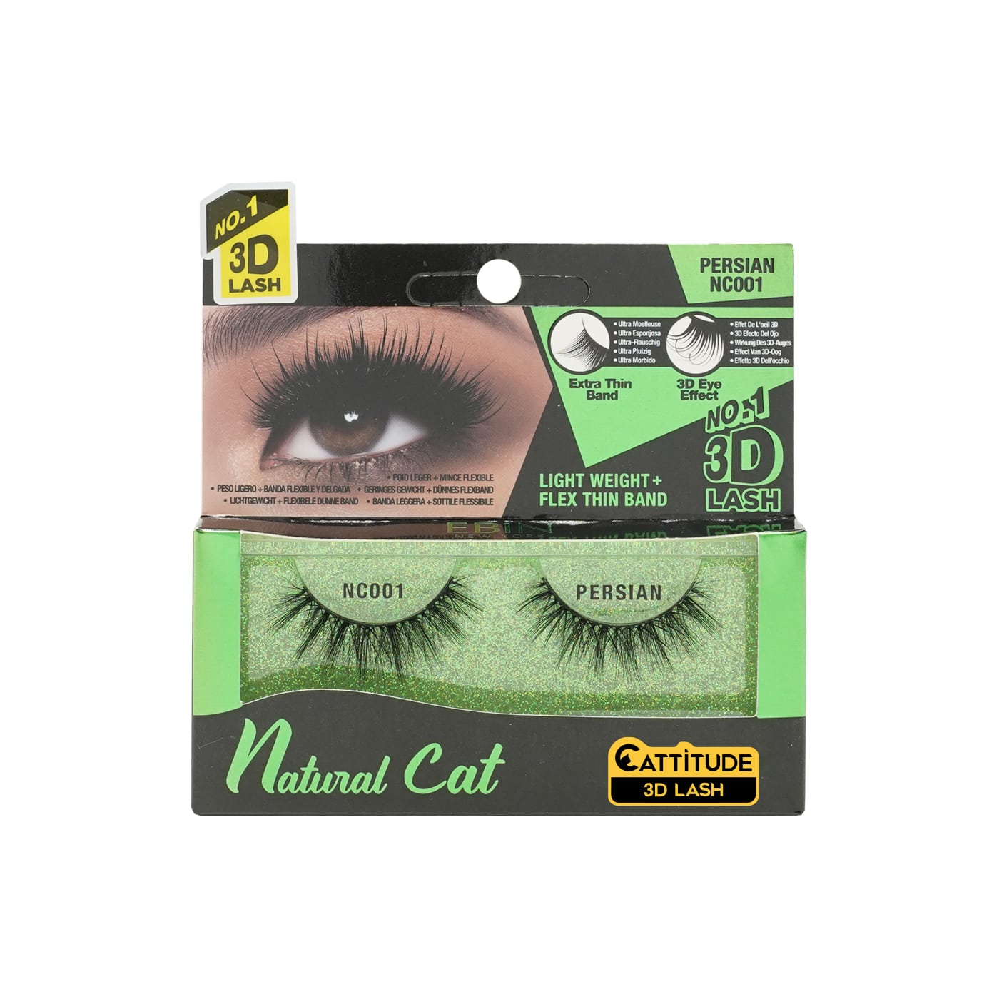 Ebin New York Natural Cat Snowshoe Wimpern – Schwarz, 3D-Effekt, Für Einen Dramatischen Look