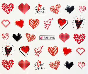 "LOVE YOU" Valentines Water Transfer Nail Decals