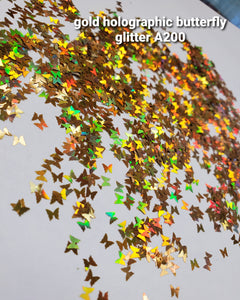 Gold holographic butterfly glitter A200