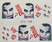 Scary Clown Halloween Water transfer nail decals