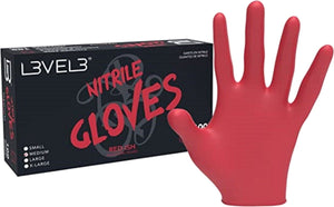 L3VEL3 - Nitrile Gloves (100 Pack) - RED-ISH (S, M, L, XL)