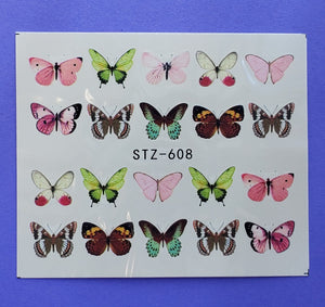 Colorful Butterfly Water Transfer Nail Decals (5 styles) (Set 2)