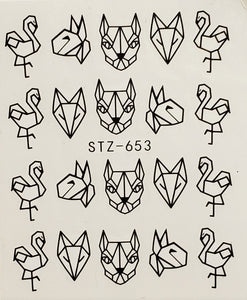 Geometric Animal Shapes Water Transfer Nail Decal