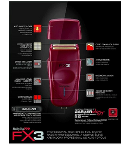 BaBylissPro FX3 Professional High-Torque Foil Shaver in Red