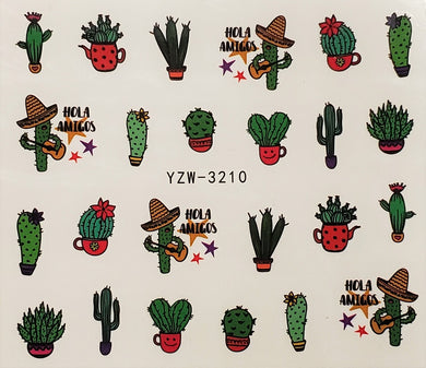 Cactus Water Transfer Nail Decal