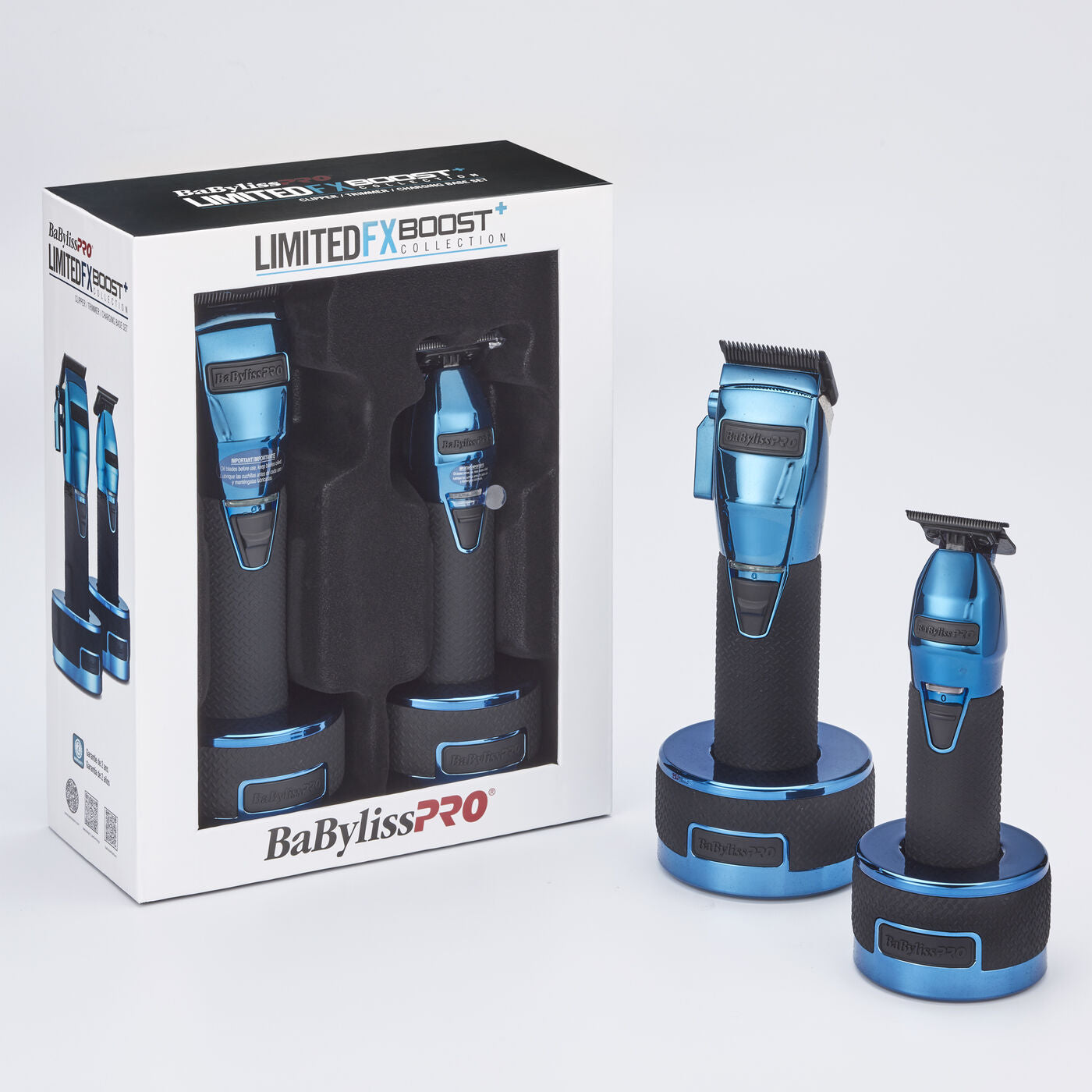 BaBylissPro Boost+ LimitedFX with Clipper, Trimmer & Charging Base Set (Blue Chrome)