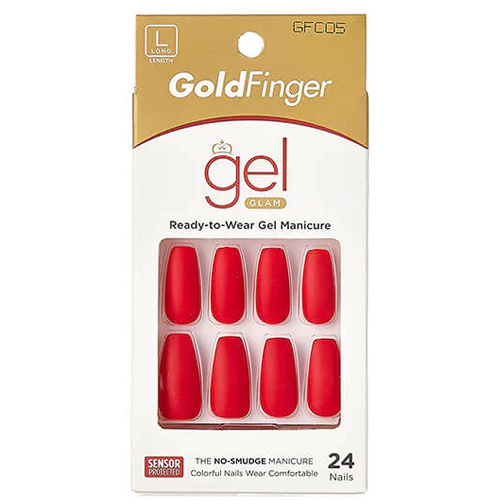 Gold Finger Gel Glam Full Nail - GFC05 Matte Red Coffin