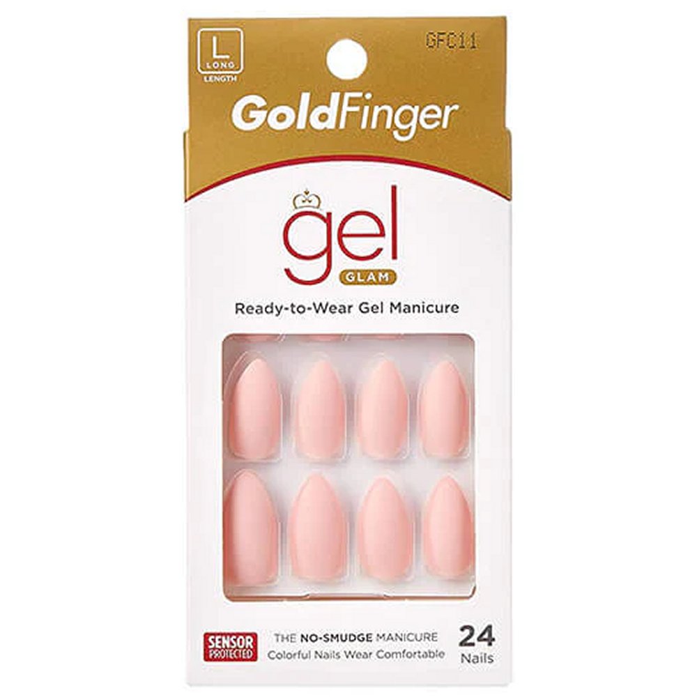 Gold Finger Gel Glam Full Nail - GFC11 Matte Pink Stiletto