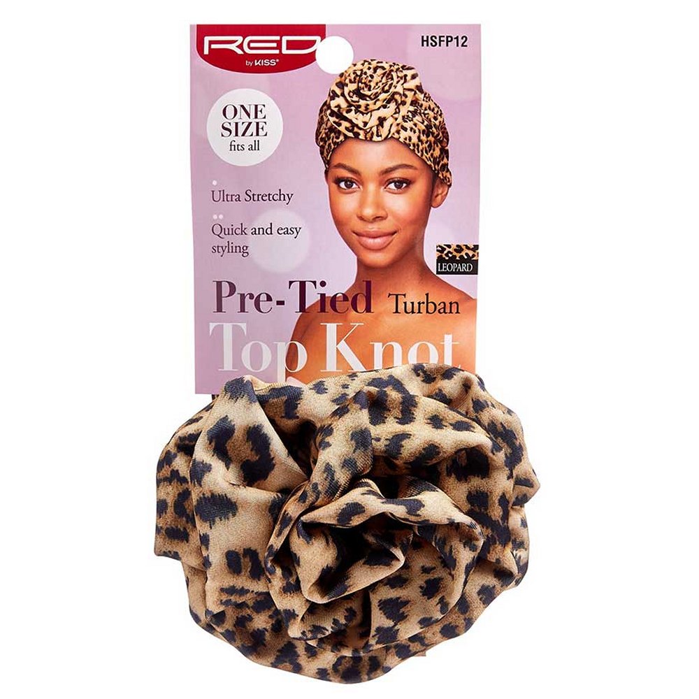 Red by Kiss Turban, Pre-Tied Top Knot Turban