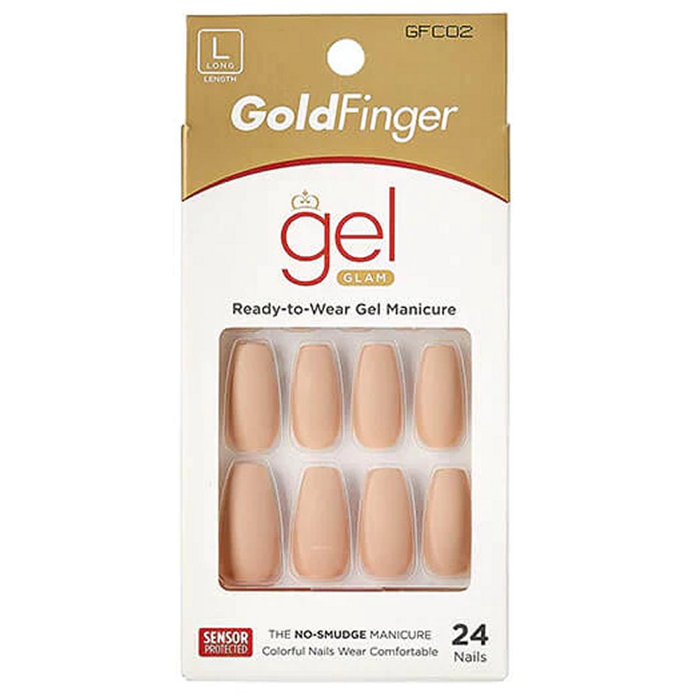 Gold Finger Gel Glam Full Nail - GFC02 Matte Nude Coffin