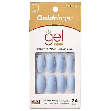 Gold Finger Gel Glam Full Nail - GFC06 Matte Baby Blue Coffin
