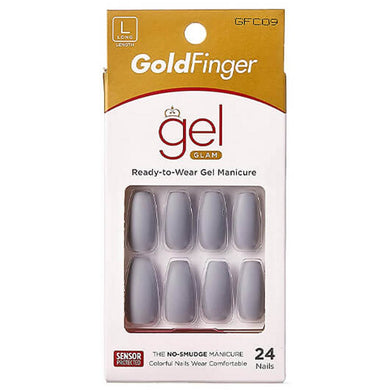 Gold Finger Gel Glam Full Nail - GFC09 Matte Grey Coffin