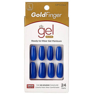 Gold Finger Gel Glam Full Nail - GFC04 Glossy Blue Coffin