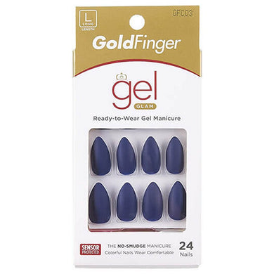 Gold Finger Gel Glam Full Nail - GFC03 Matte Navy Stiletto