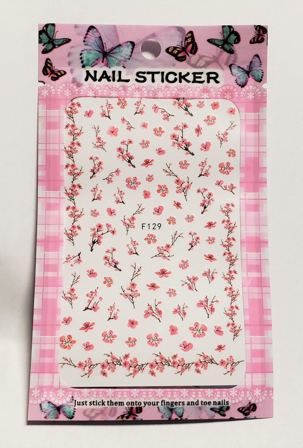 Pink Flower Nail Stickers