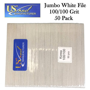 US Nail 7" Jumbo White File 100/100